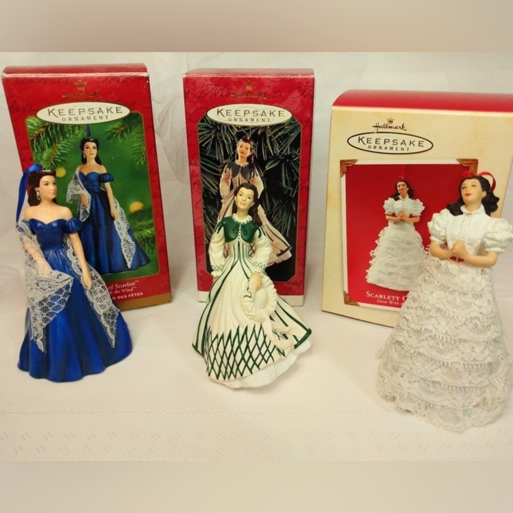 🌹🍃New In Box - (3) Hallmark Keepsake Scarlett O’Hara Collector’s Ornament Bundle